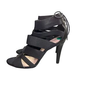 NINE WEST womens black strappy open toe HIGH HEELS size 8 NWT